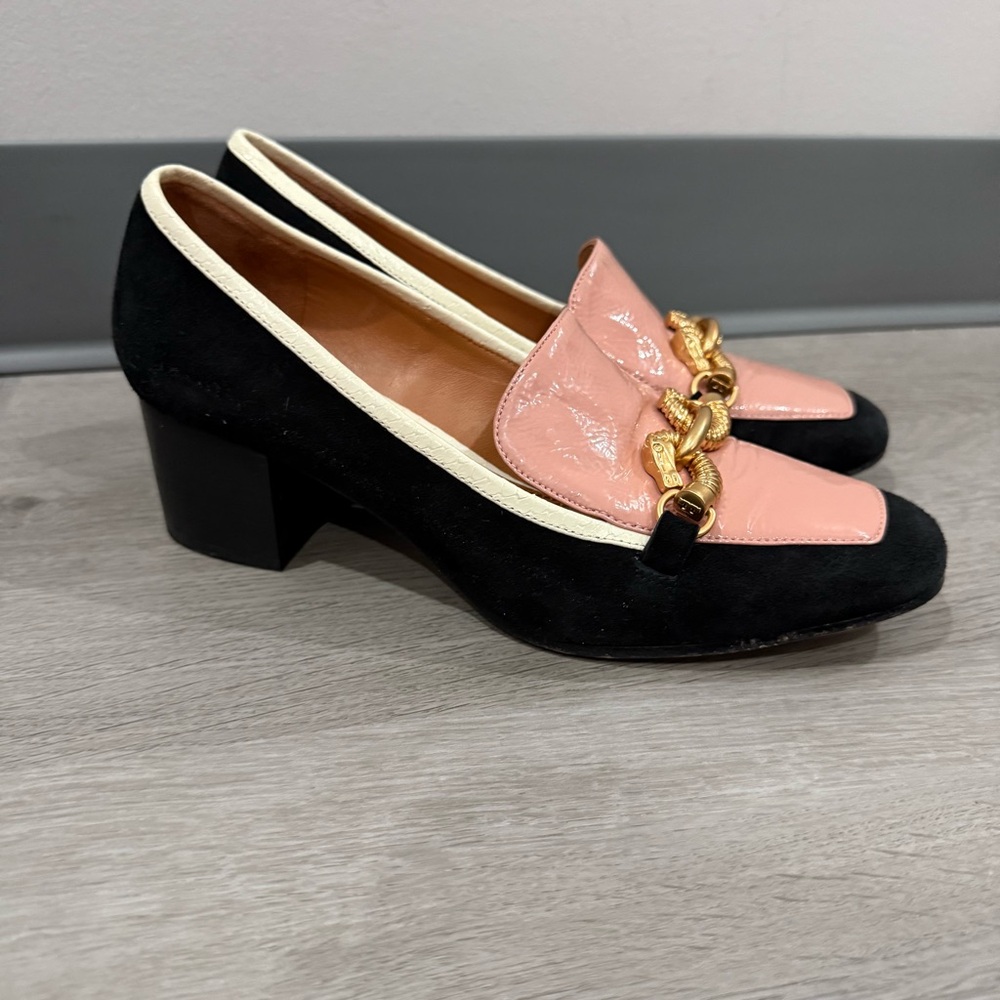 Tory Burch Pump Loafer Jessa Chain in Patent Pink Black - Picture 7 of 10